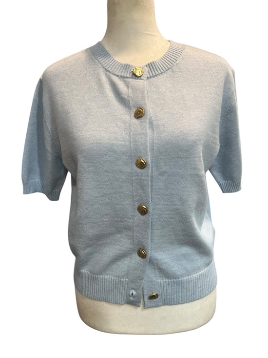 Soho & Stella Sweaters - Soho & Stella Light Blue Short Sleeve Button Down Cardigan - Large